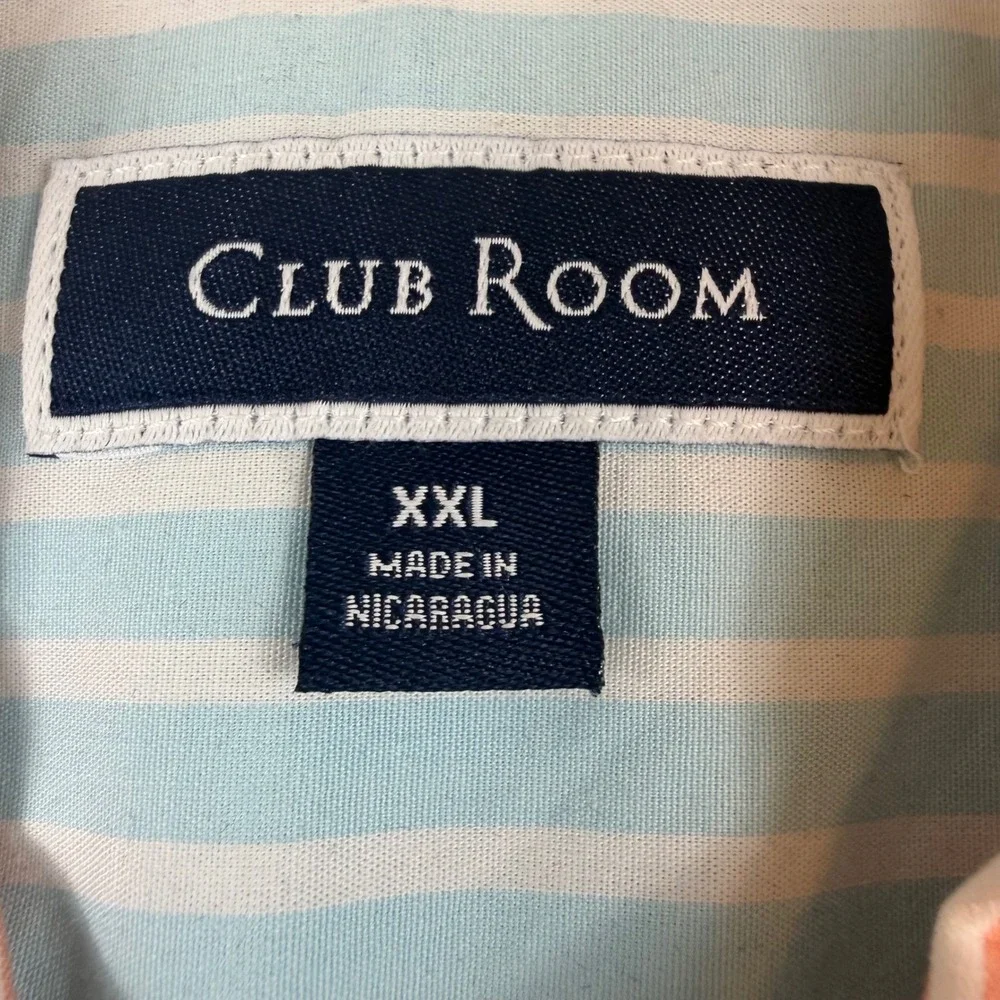 Club Room Mens XXL Pastel Colorblock Striped Short Sleeve Button Down Shirt